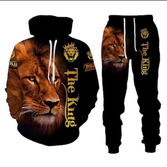 Unbranded Other - Mens Lion Leo Graphic Track Suit Hoodie Set
